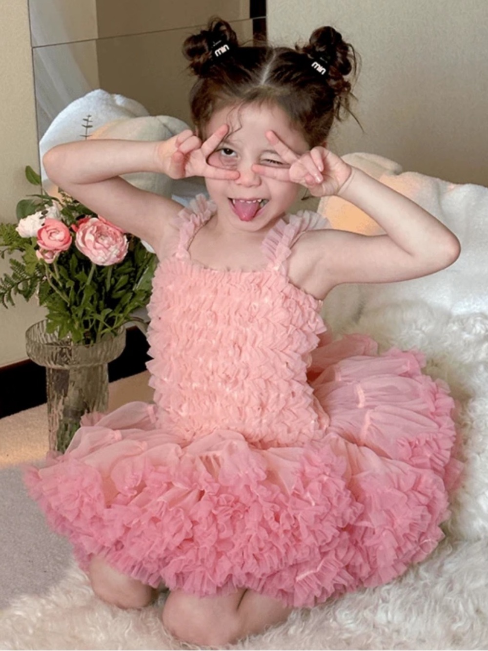 Ruffled Tulle Toddler Layered Dress - Picture 2 of 6